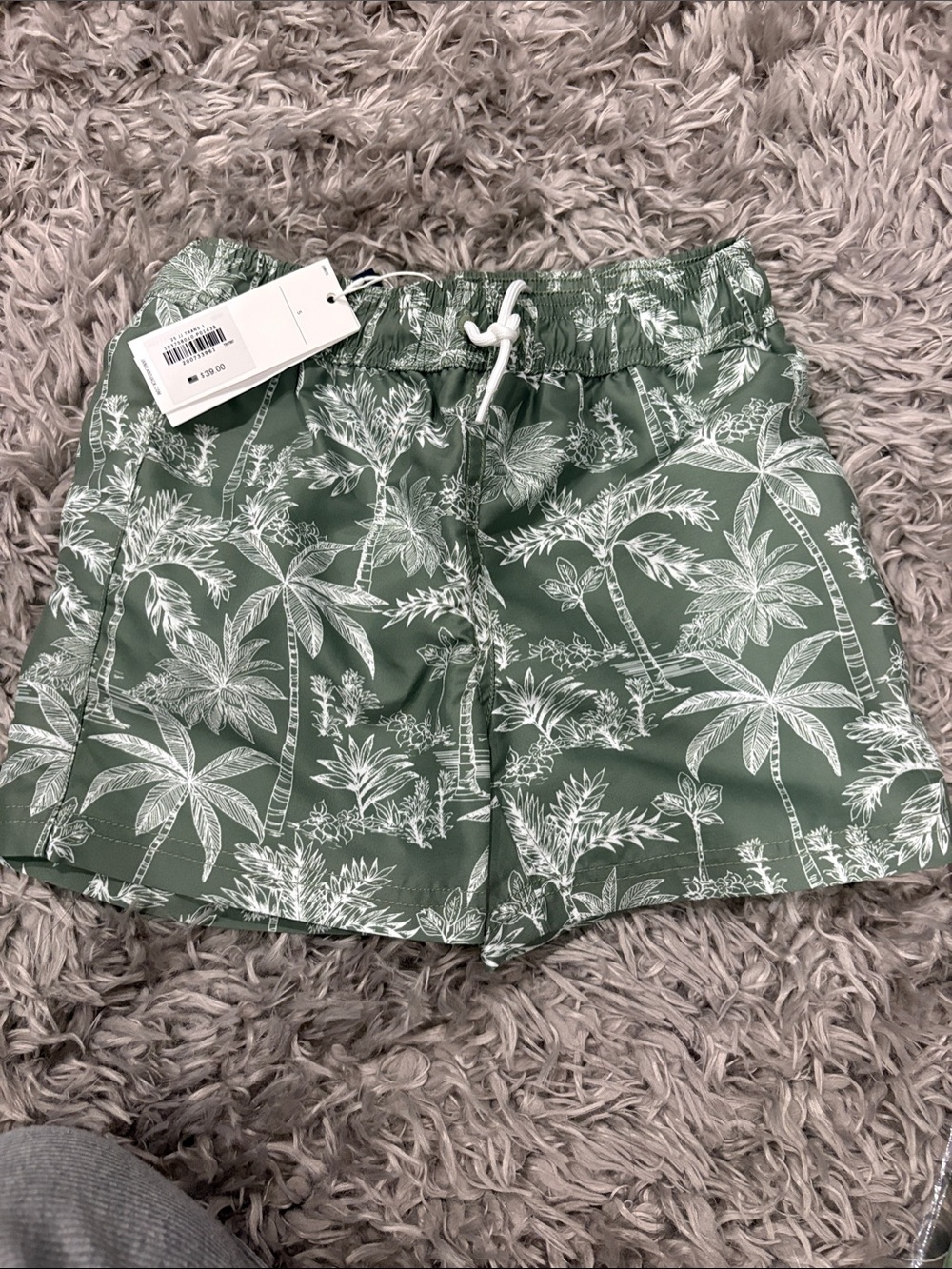 BNWT Janie and Jack Boy’s Green Tropical Print Swim Shorts Size 5